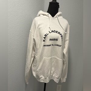 Karl Lagerfeld Cream Hoodie with Black Print
